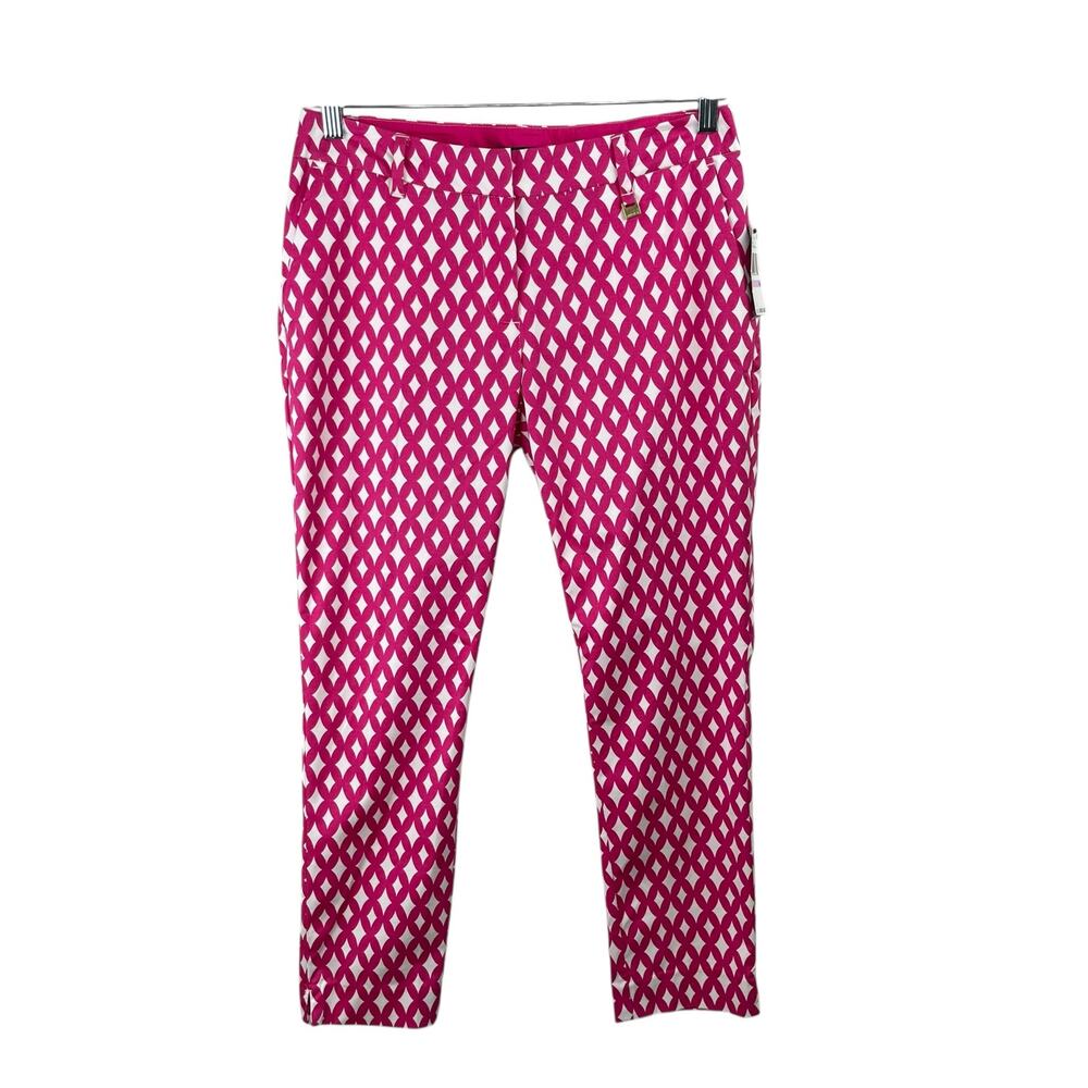 Nautica Fuchsia Hot Pink Lattice Pattern Mid Rise Ankle Pants NWT Size 6